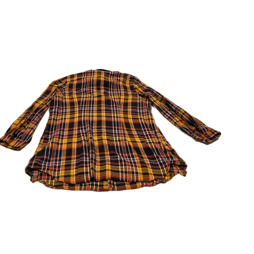 Flannel Longsleeve Check Shirt For Women Button Down Yellow Black Sz 2XL - Picture 6 of 8